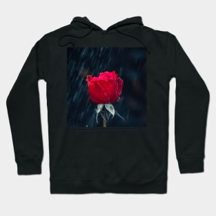 Wet Red Rose Hoodie